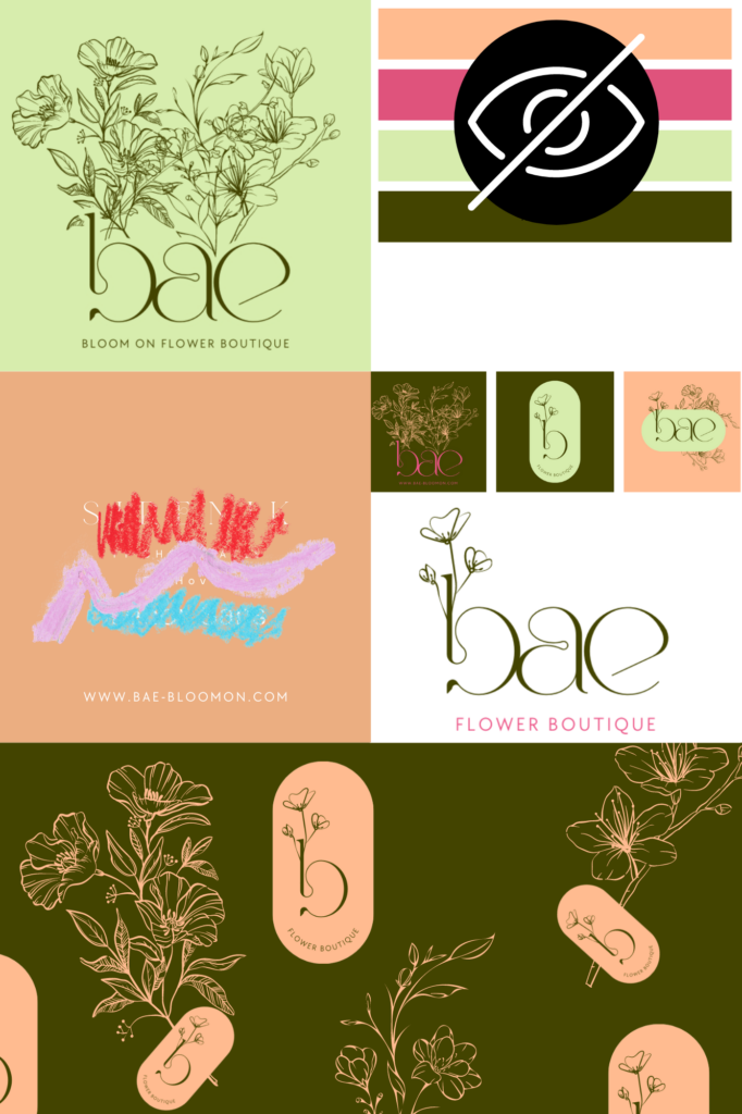 Huisstijl pakket BAE BLOOM ON FLOWER BOUTIQUE STUDIO kapstok kant en klaar pakket huisstijl logo font lettertype