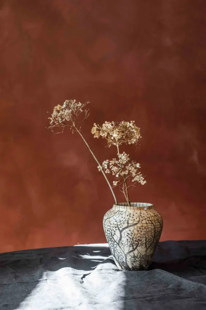 Enchanted Forest vase raku STUDIO kapstok Iris Floor handmade ceramics pottery unique decoration