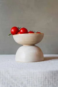 High serving bowl food fruits handmade pottery DUNE Collection Pebble Brown STUDIO kapstok Iris Floor Ceramics